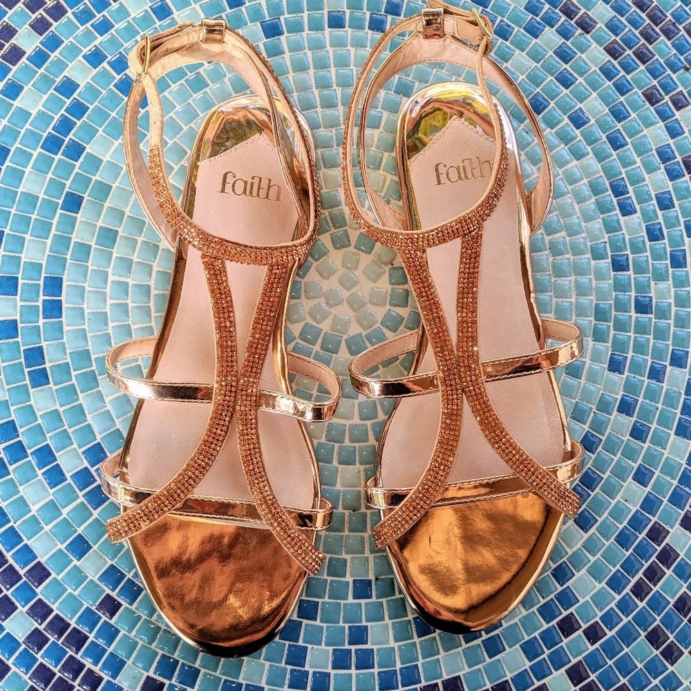 Faith rhinestones rose gold sandals from Europe